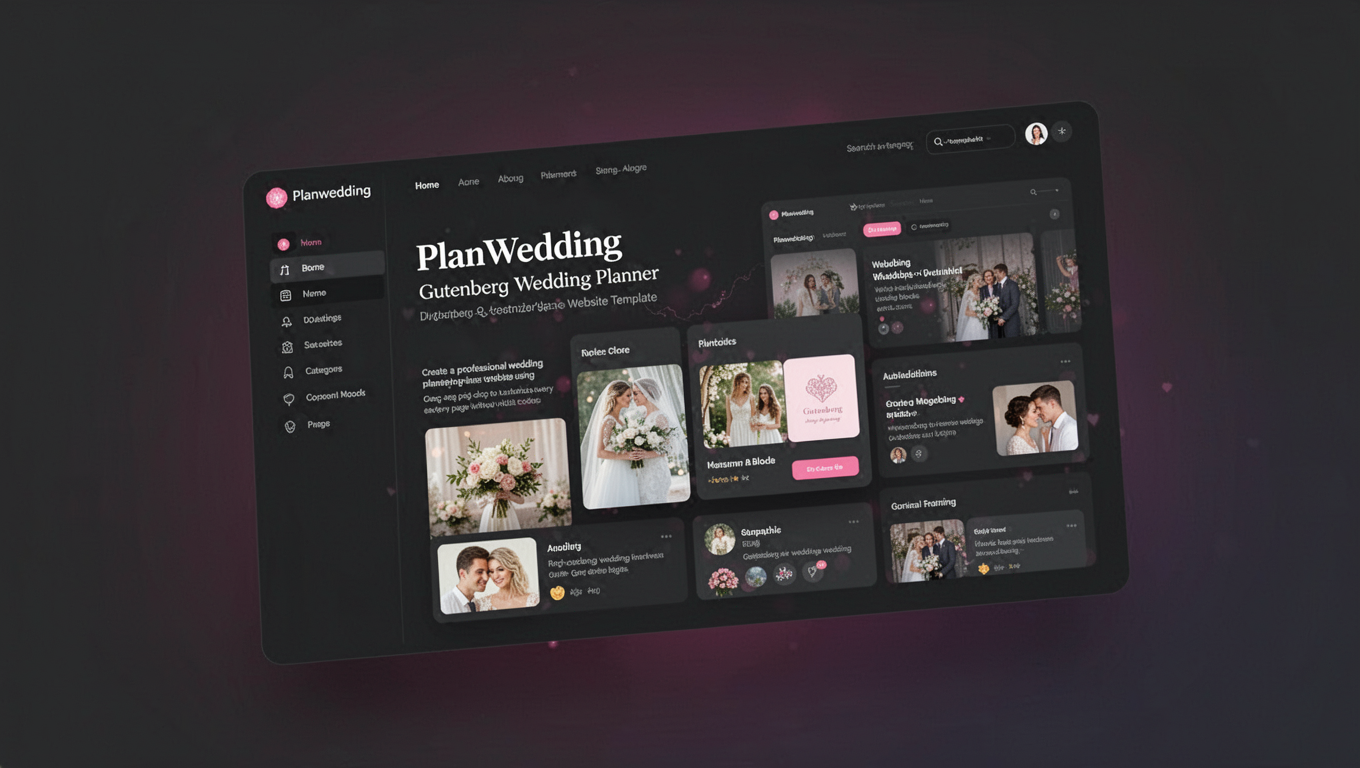 Preview of Planwedding - Gutenberg Wedding Planner Website Template