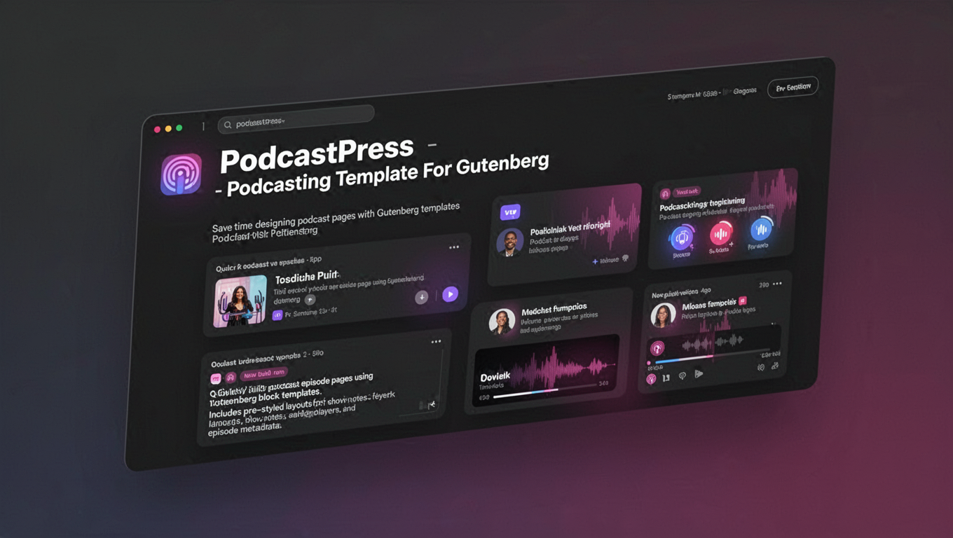 Preview of PodcastPress - Podcasting Template For Gutenberg