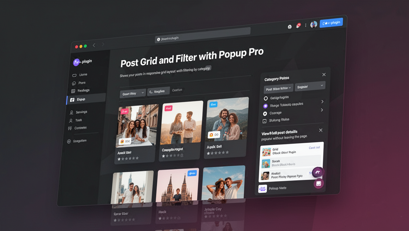 Preview of Post Grid and Filter with Popup Pro