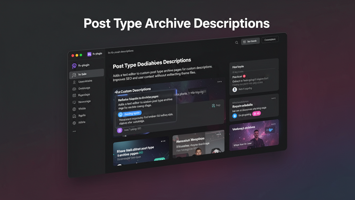 Preview of Post Type Archive Descriptions