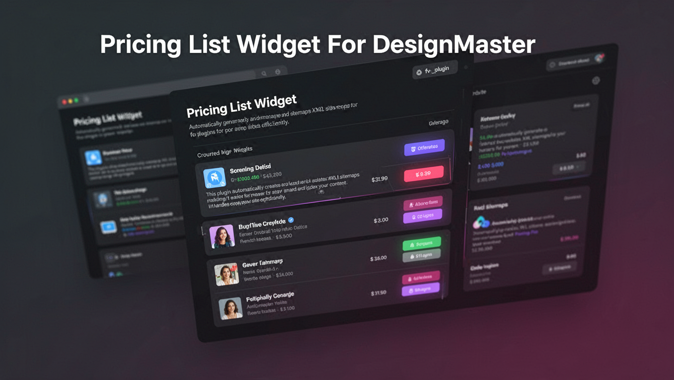 Preview of Pricing List Widget For DesignMaster