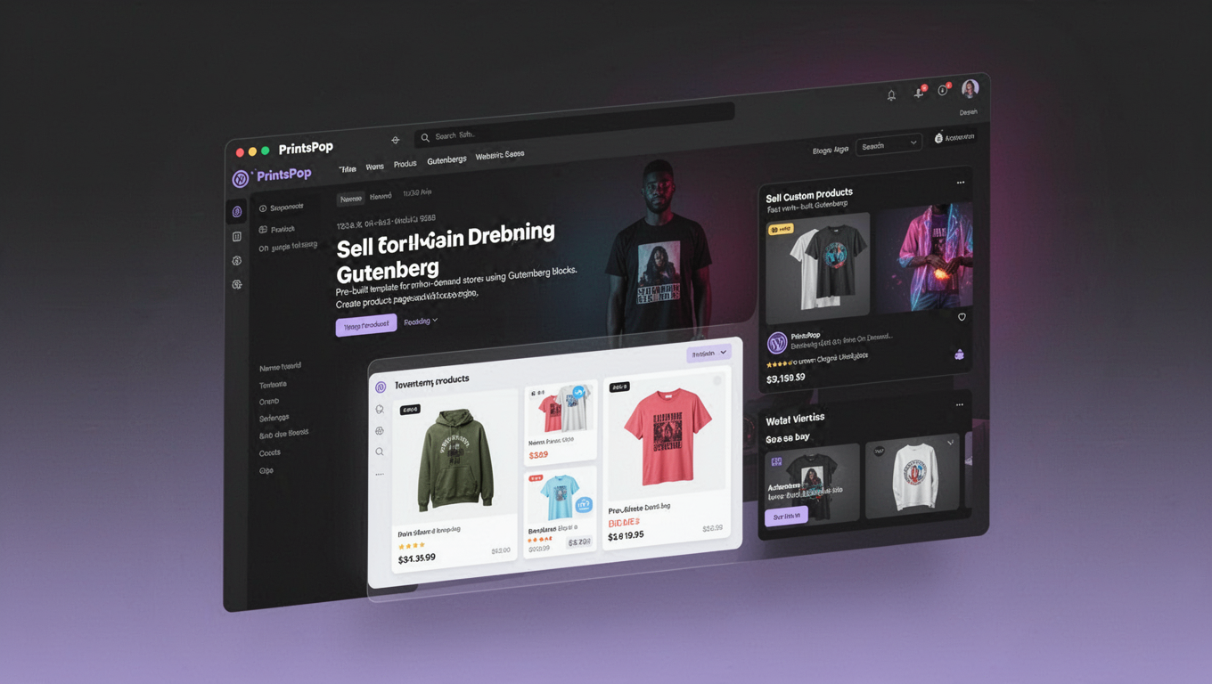Preview of PrintsPop - Print On Demand Gutenberg Website Template