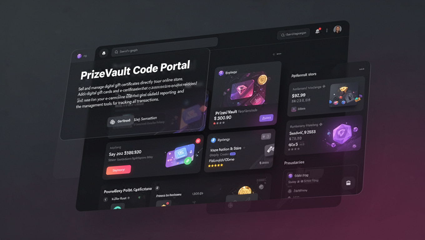 Preview of PrizeVault Code Portal