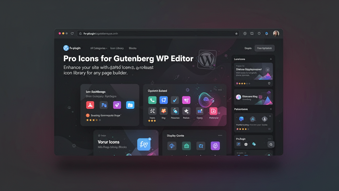 Preview of Pro Icons for Gutenberg WP Editor