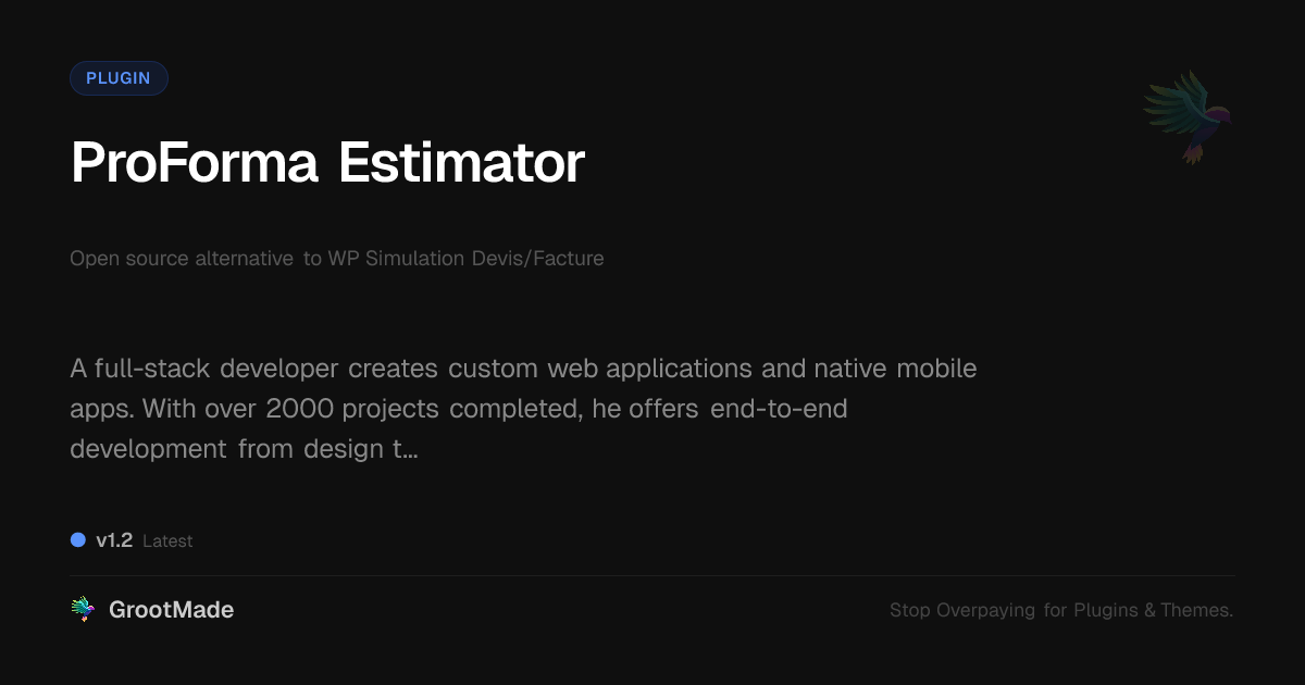 Preview of ProForma Estimator