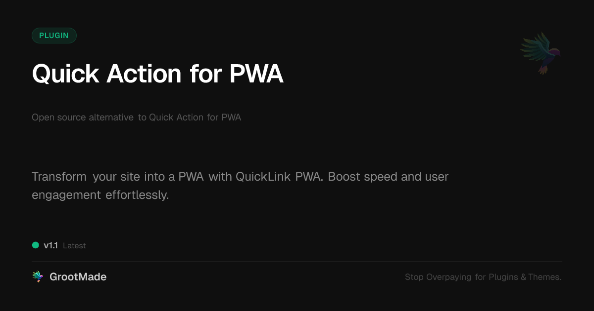 Preview of Quick Action for PWA