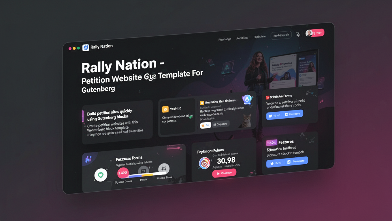 Preview of Rally Nation - Petition Website Template For Gutenberg