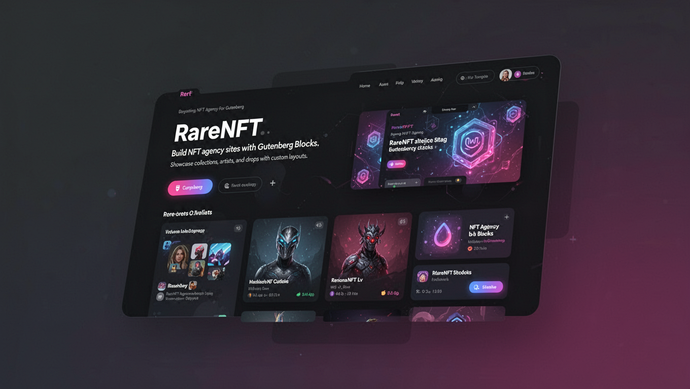 Preview of RareNFT: NFT Agency Website For Gutenberg