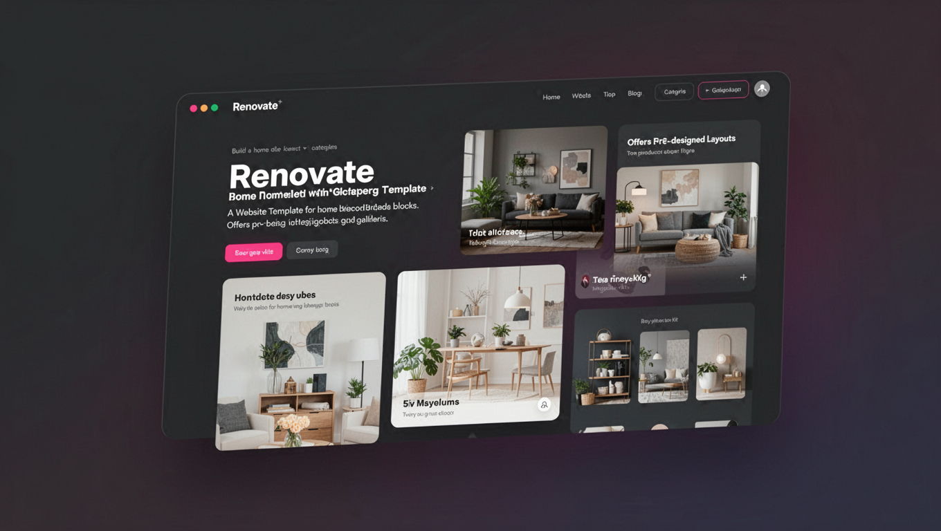 Preview of Renovate - Home Decor Website Template For Gutenberg