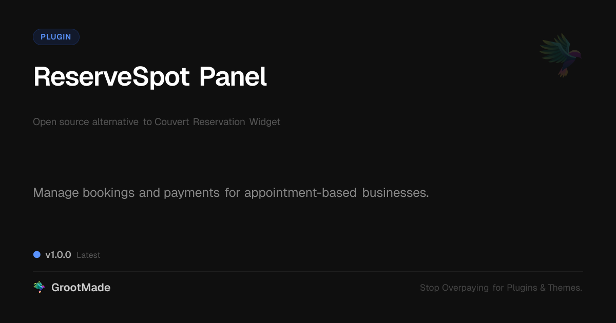 Preview of ReserveSpot Panel