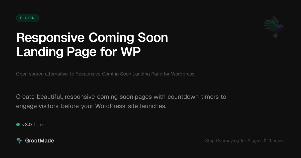 Preview of Responsive Coming Soon Landing Page for WP