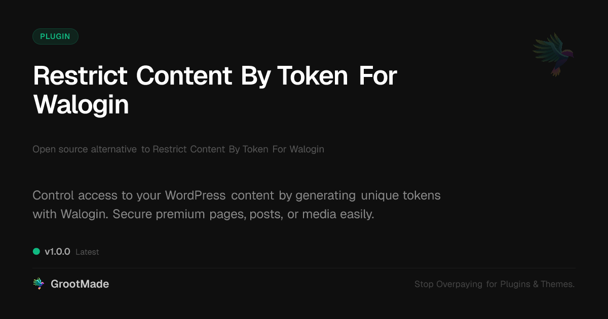 Preview of Restrict Content By Token For Walogin