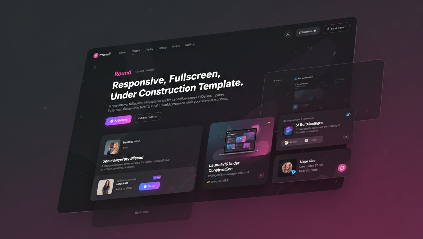 Preview of Round - Responsive, Fullscreen, Under Construction Template.