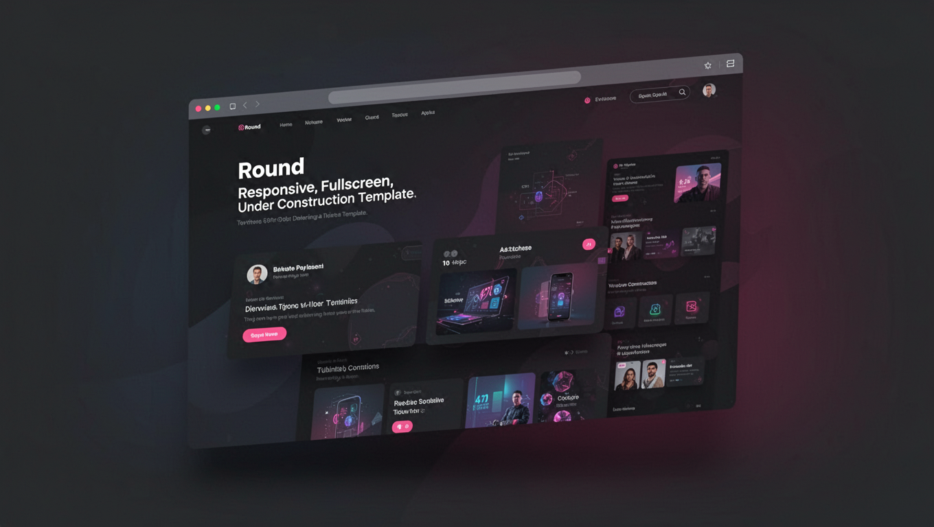 Preview of Round - Responsive, Fullscreen, Under Construction Template.