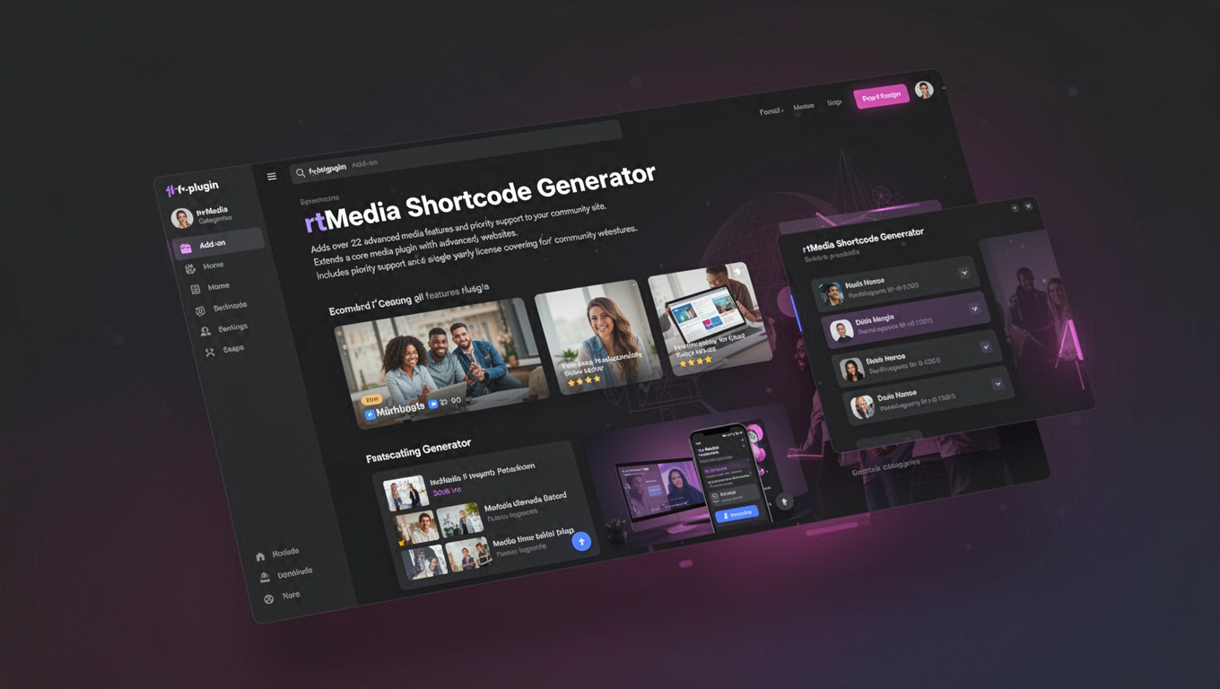 Preview of rtMedia Shortcode Generator