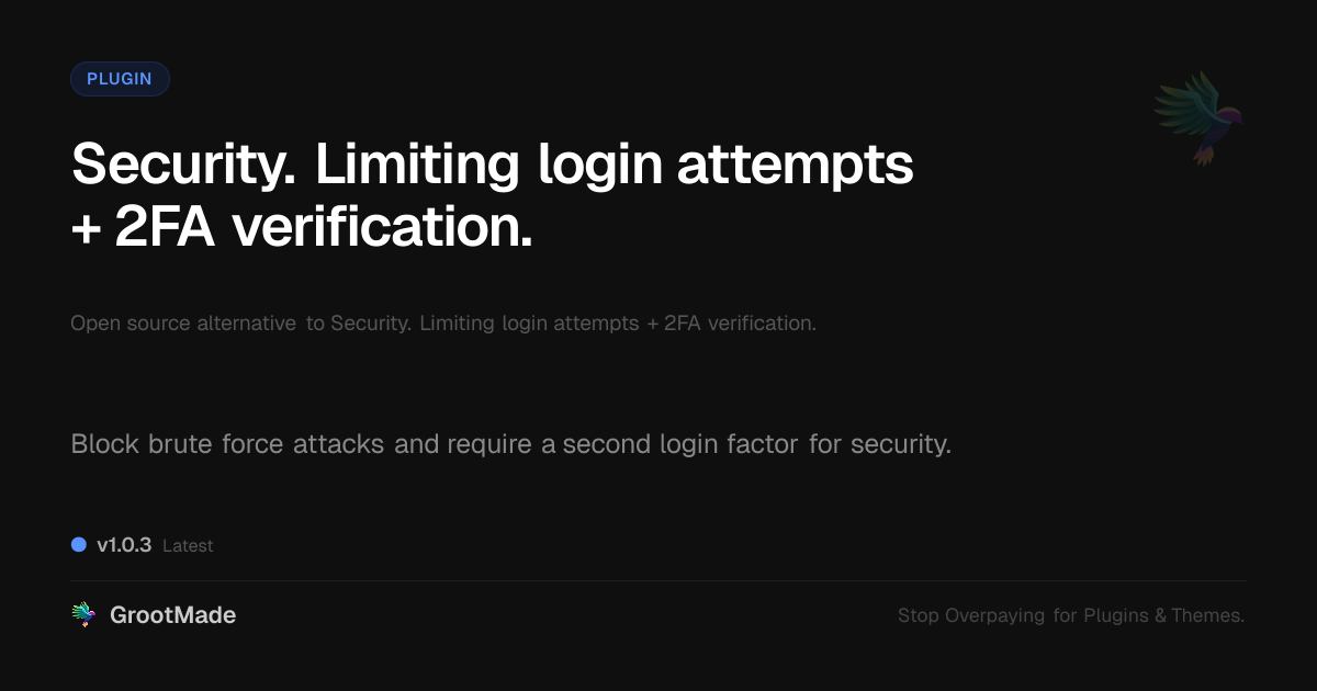Preview of Security. Limiting login attempts + 2FA verification.