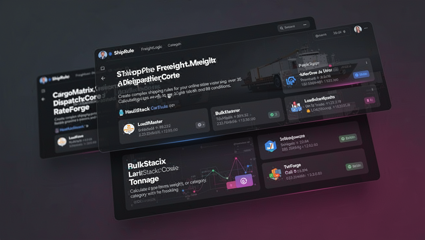 Preview of ShipRule FreightLogic CargoMatrix DispatchCore RateForge LoadMaster BulkTactix HaulStack CartScale Tonnage