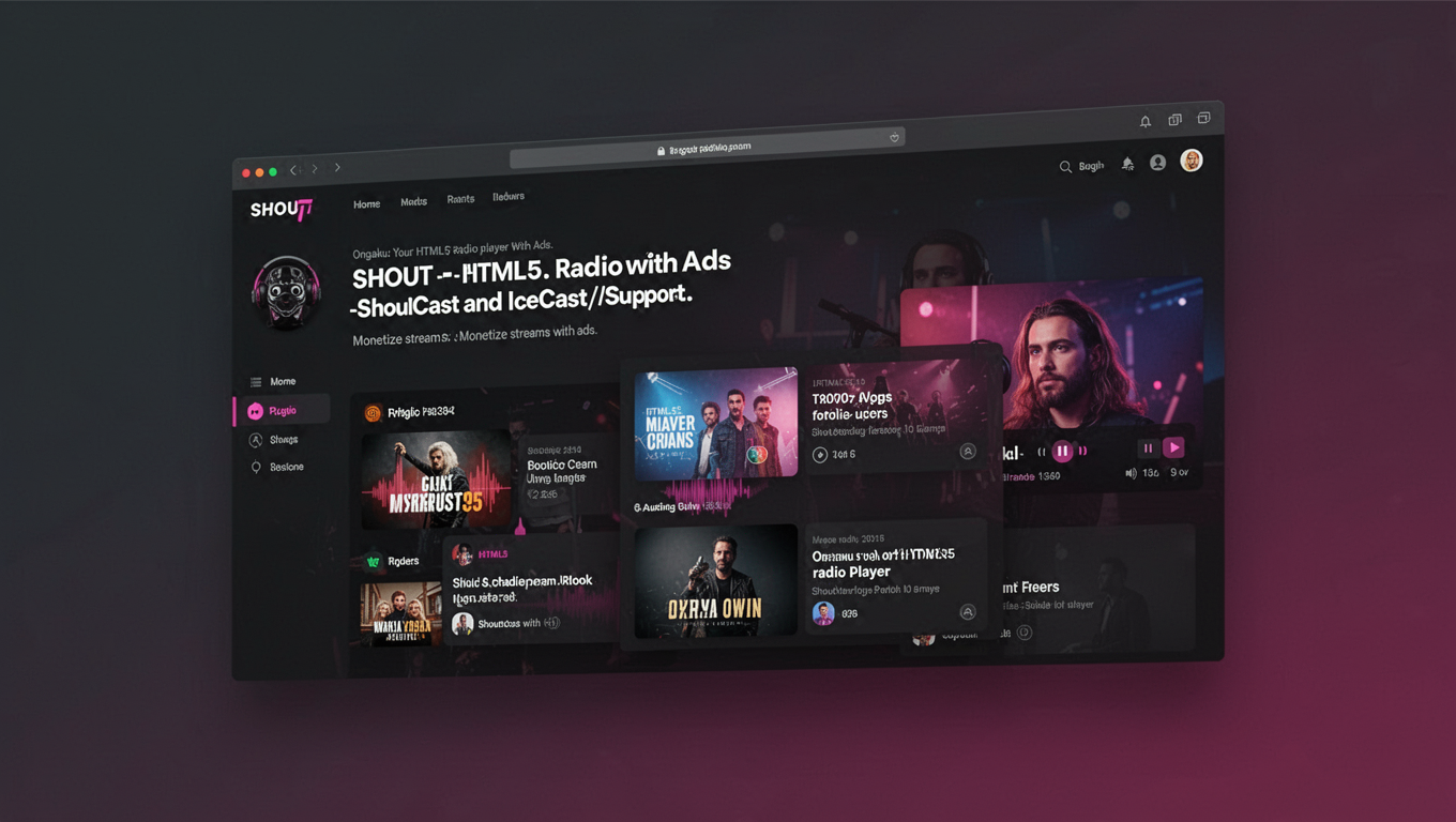 Preview of SHOUT - HTML5 Radio Player With Ads - ShoutCast and IceCast Support
