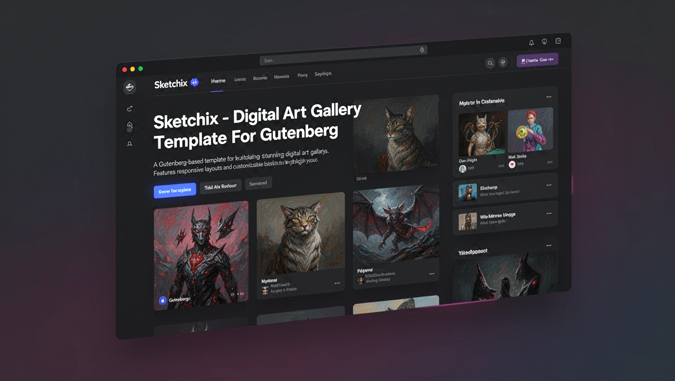 Preview of Sketchix - Digital Art Gallery Template For Gutenberg