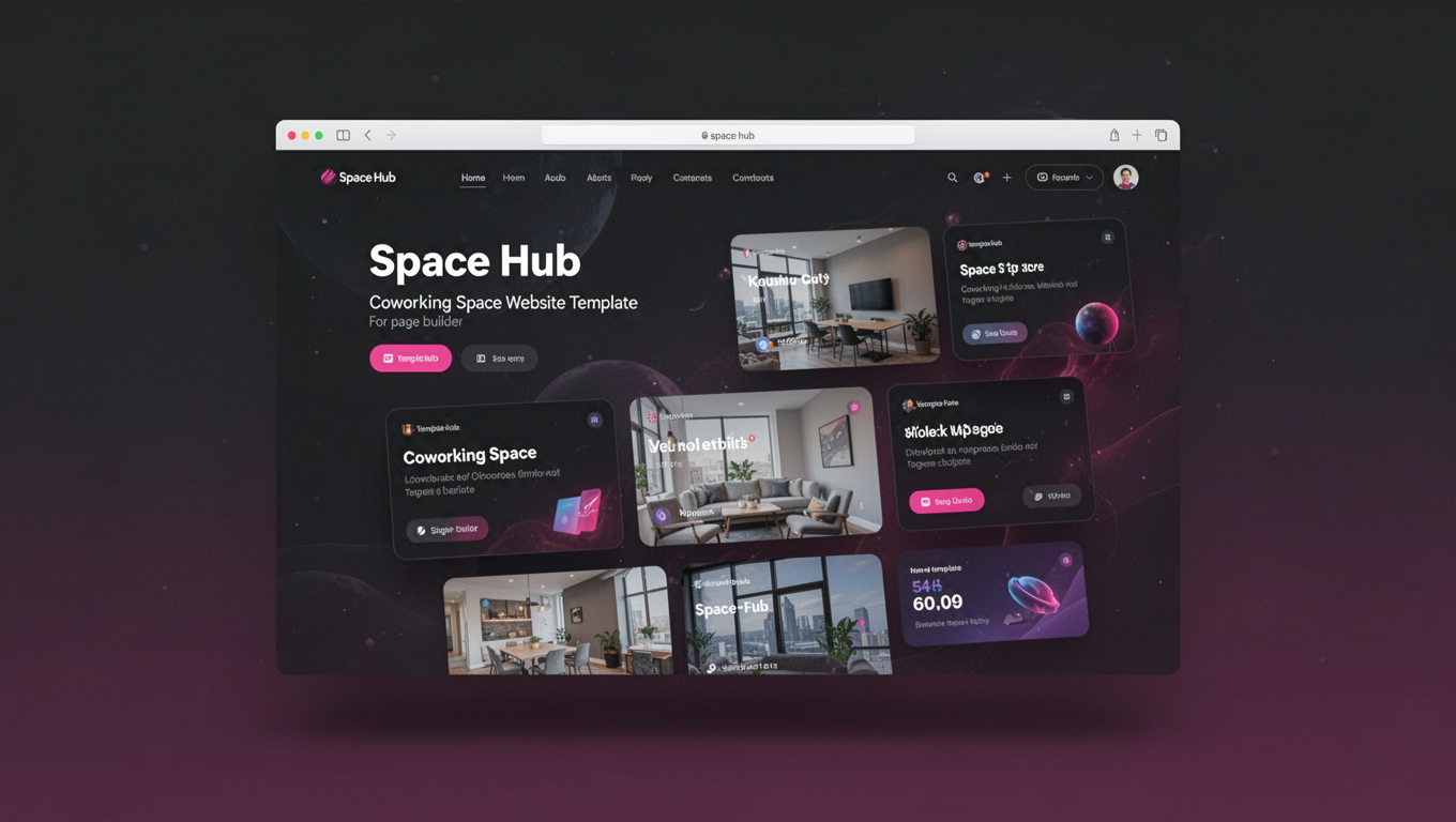 Preview of Space Hub - Coworking Space Website Template For Elementor