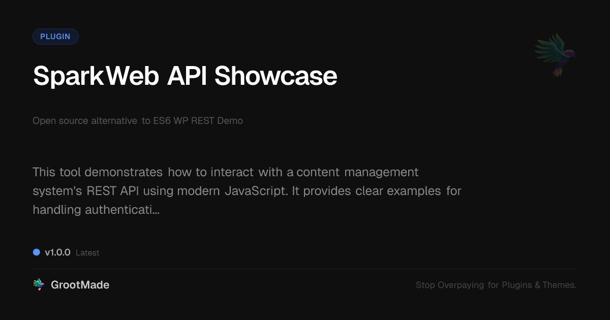 Preview of SparkWeb API Showcase
