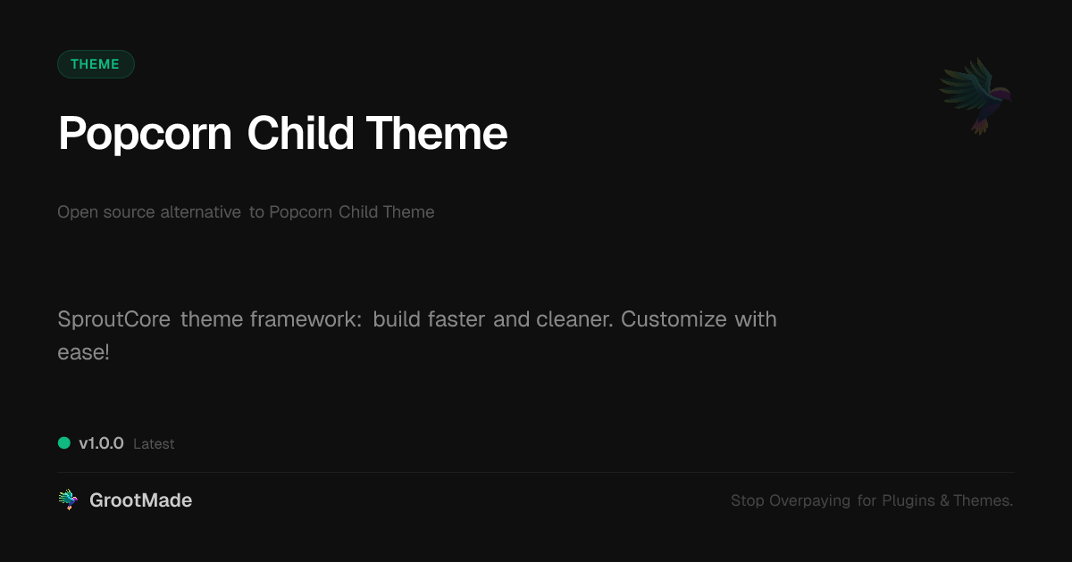 Preview of Popcorn Child Theme
