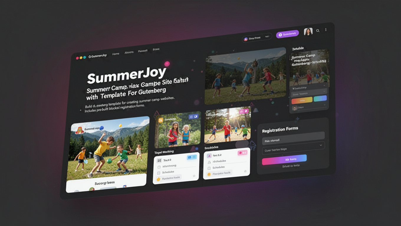 Preview of SummerJoy  - Summer Camp Website Template For Gutenberg
