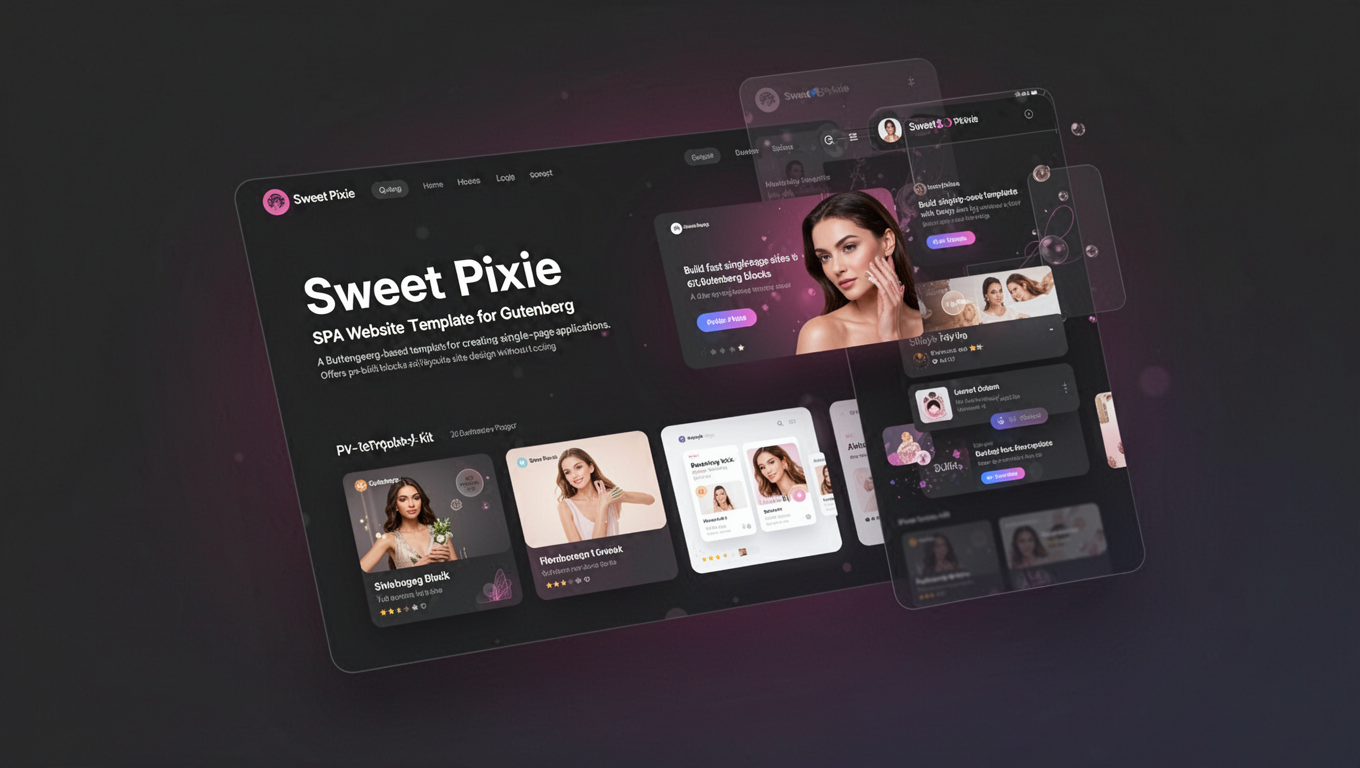 Preview of Sweet Pixie - SPA Website Template for Gutenberg
