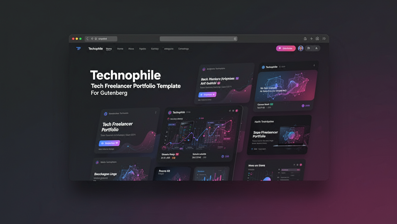 Preview of Technophile - Tech Freelancer Portfolio Template For Gutenberg