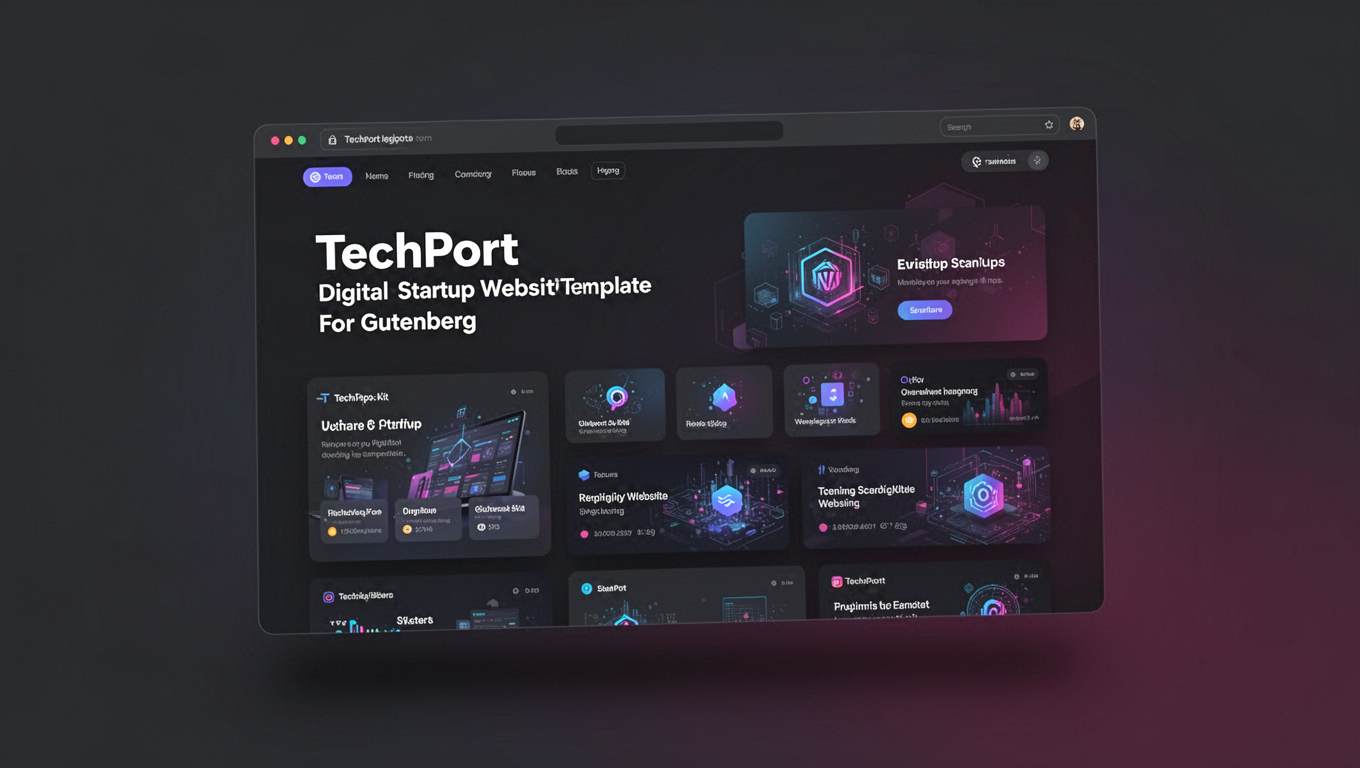 Preview of TechPort - Digital Startup Website Template For Gutenberg