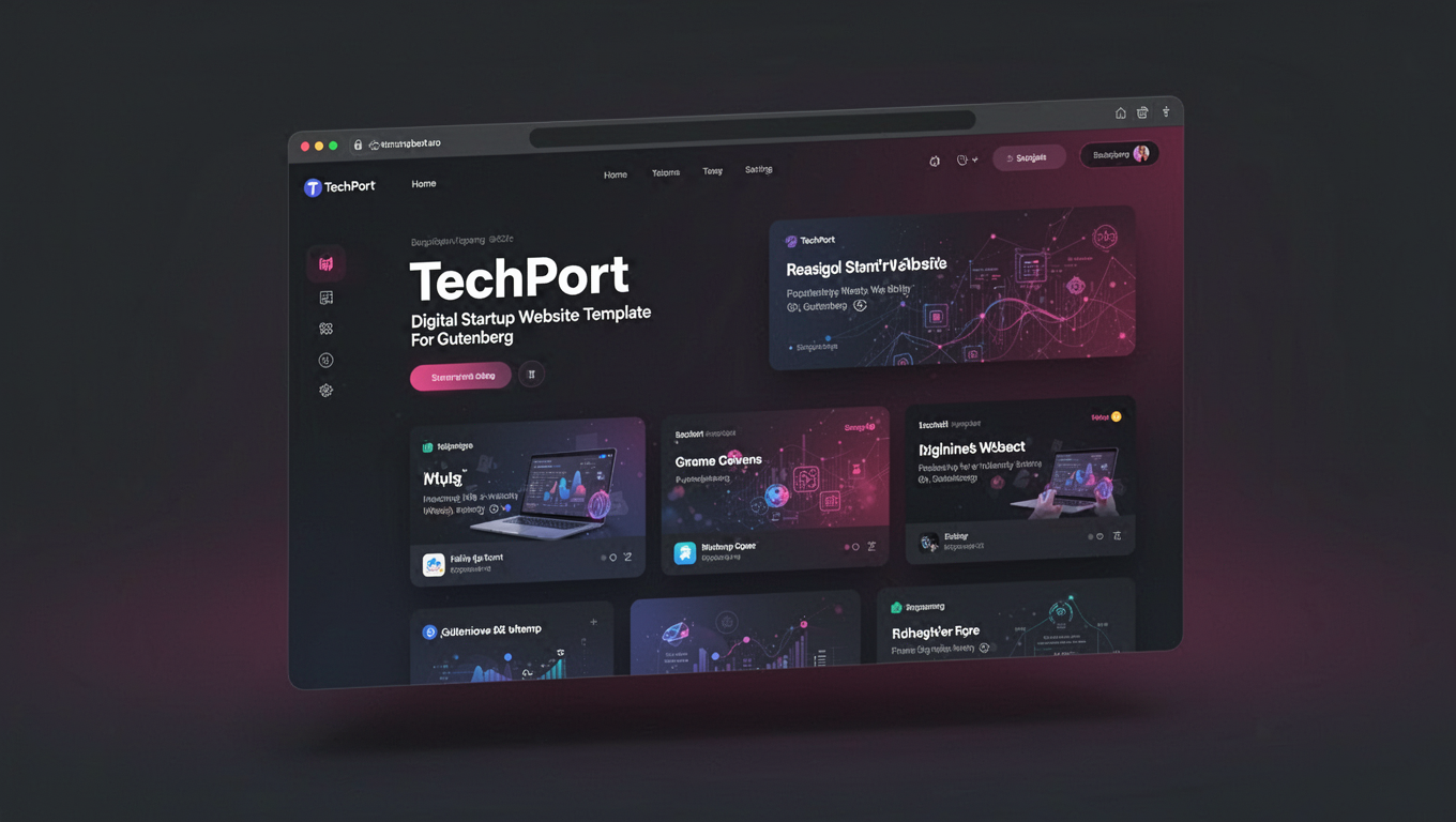 Preview of TechPort - Digital Startup Website Template For Gutenberg