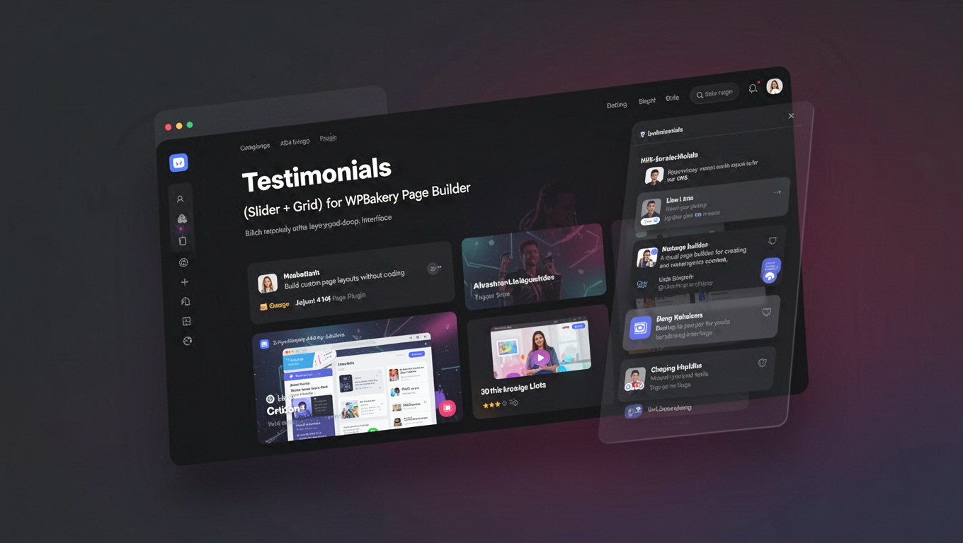 Preview of Testimonials (Slider + Grid) for WPBakery Page Builder