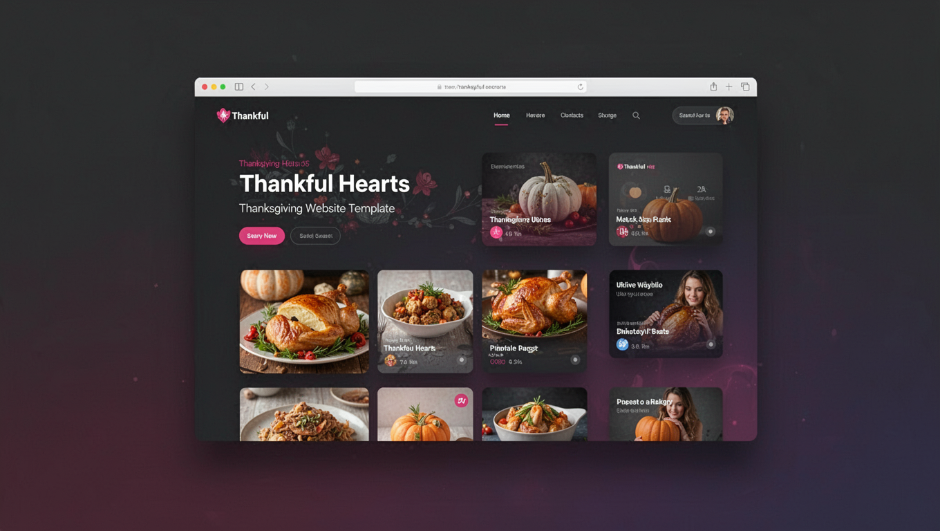 Preview of Thankful Hearts - Thanksgiving Website Template