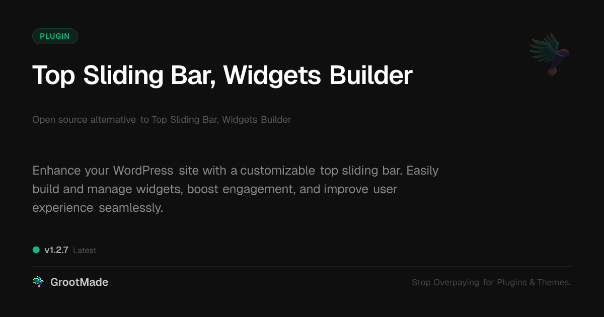 Preview of Top Sliding Bar, Widgets Builder