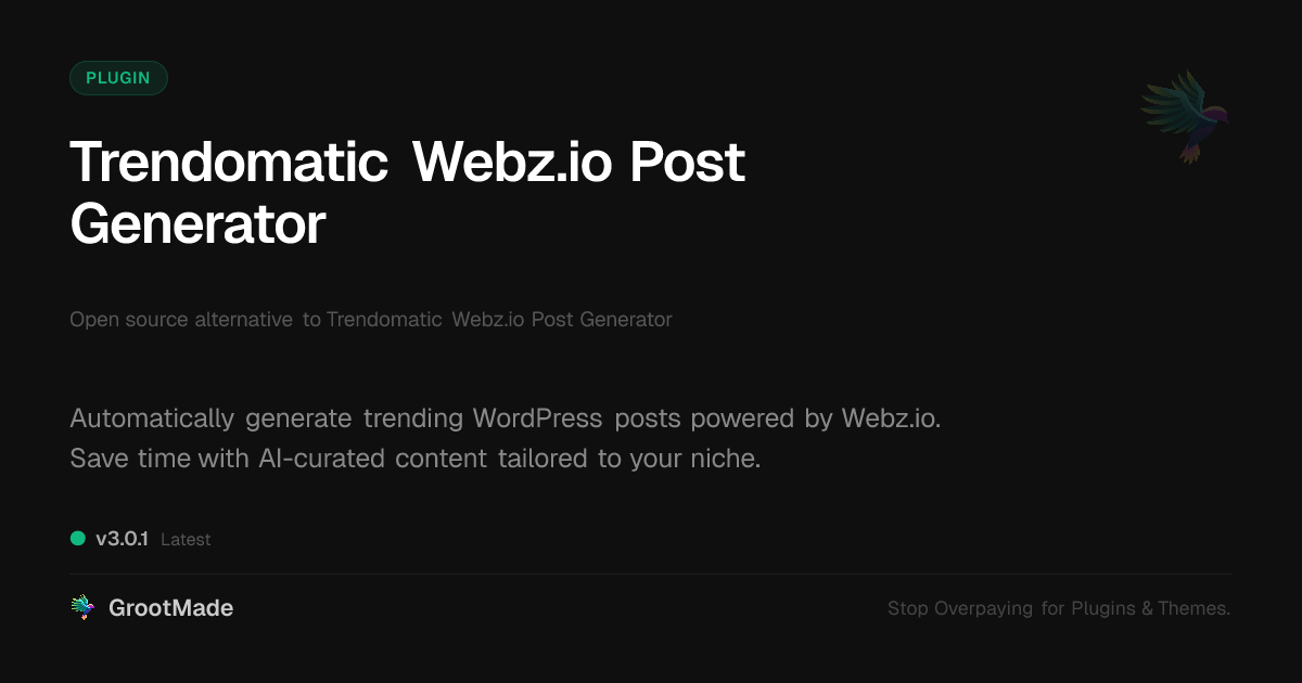 Preview of Trendomatic Webz.io Post Generator