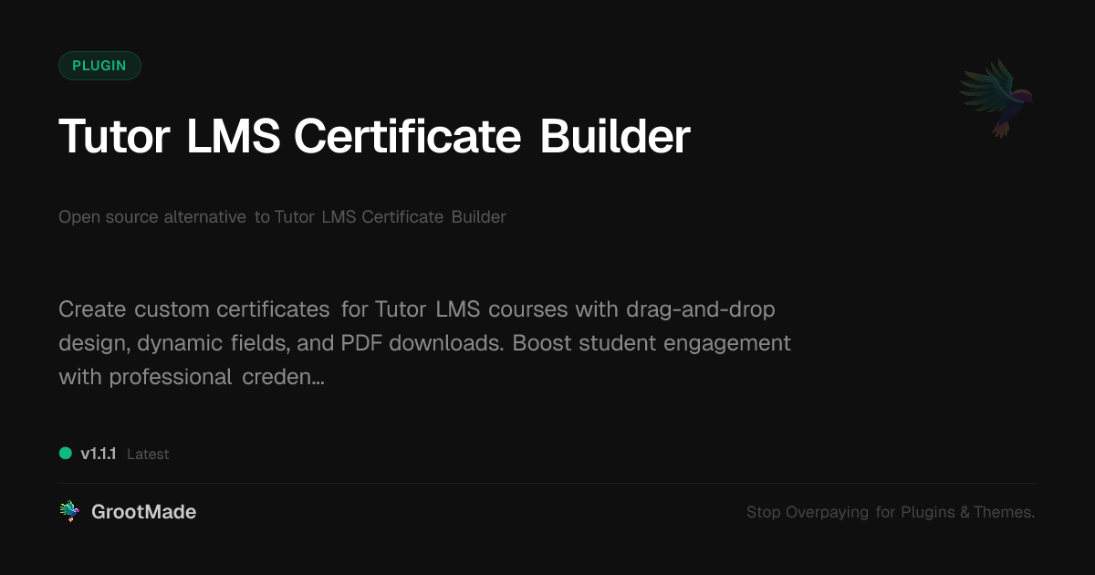 Preview of Tutor LMS Certificate Builder