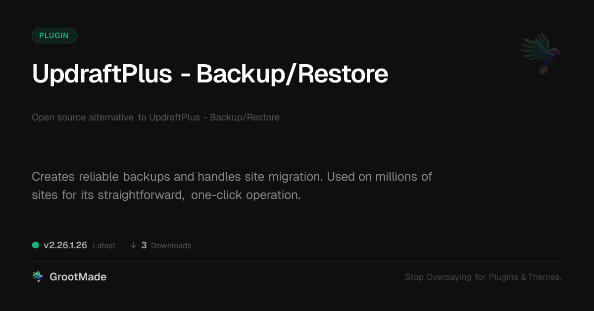 Preview of UpdraftPlus - Backup/Restore