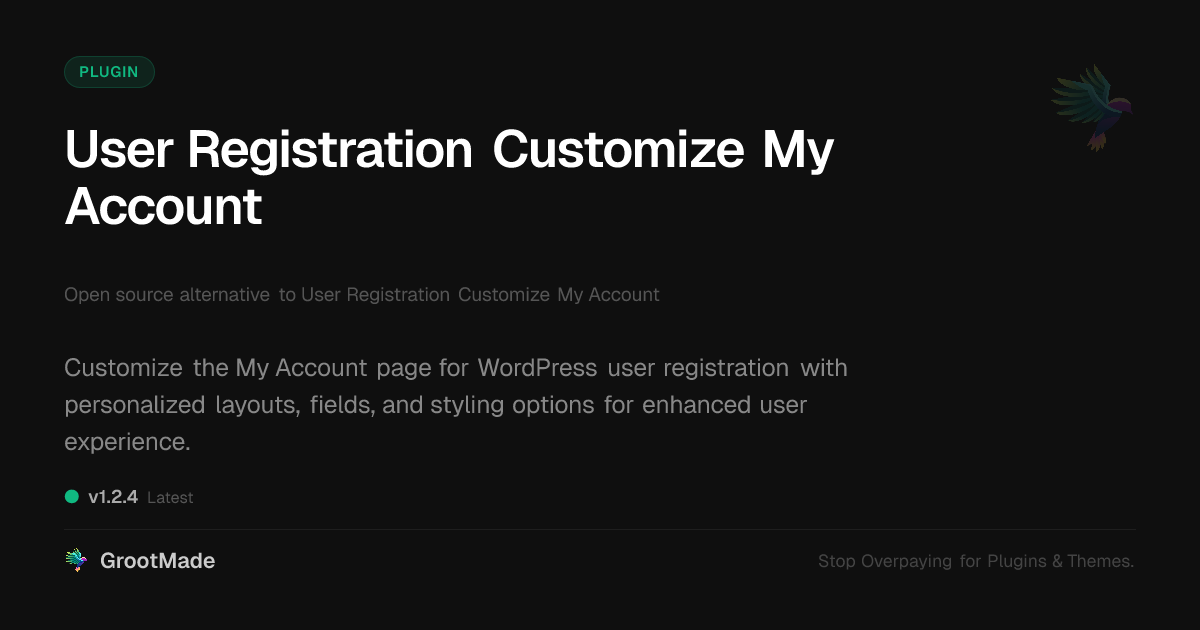 Preview of User Registration Customize My Account