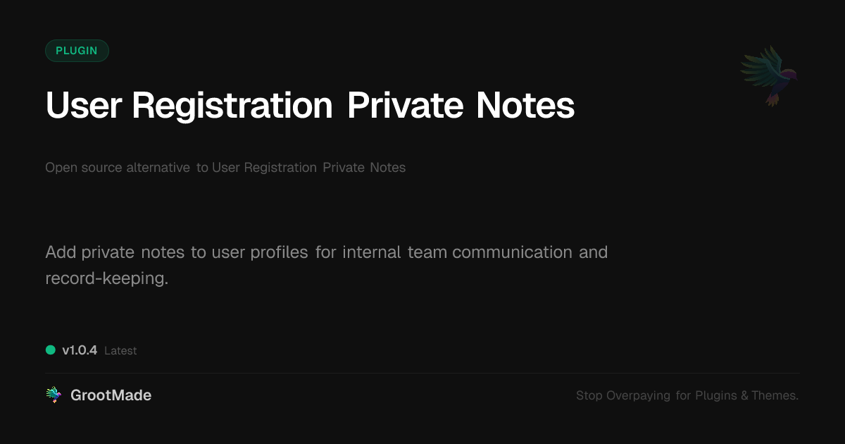 Preview of User Registration Private Notes