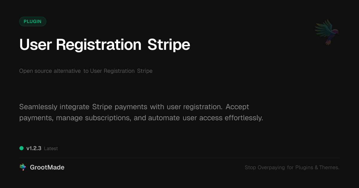 Preview of User Registration Stripe