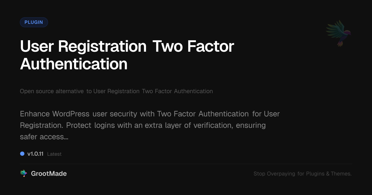 Preview of User Registration Two Factor Authentication