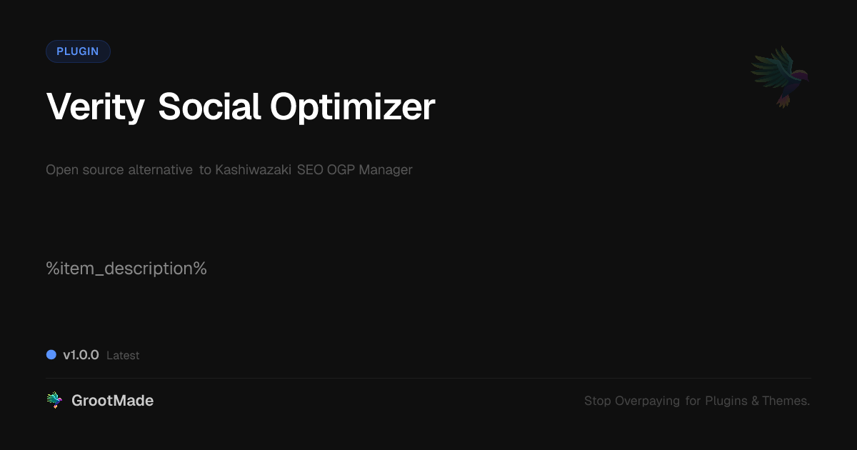 Preview of Verity Social Optimizer