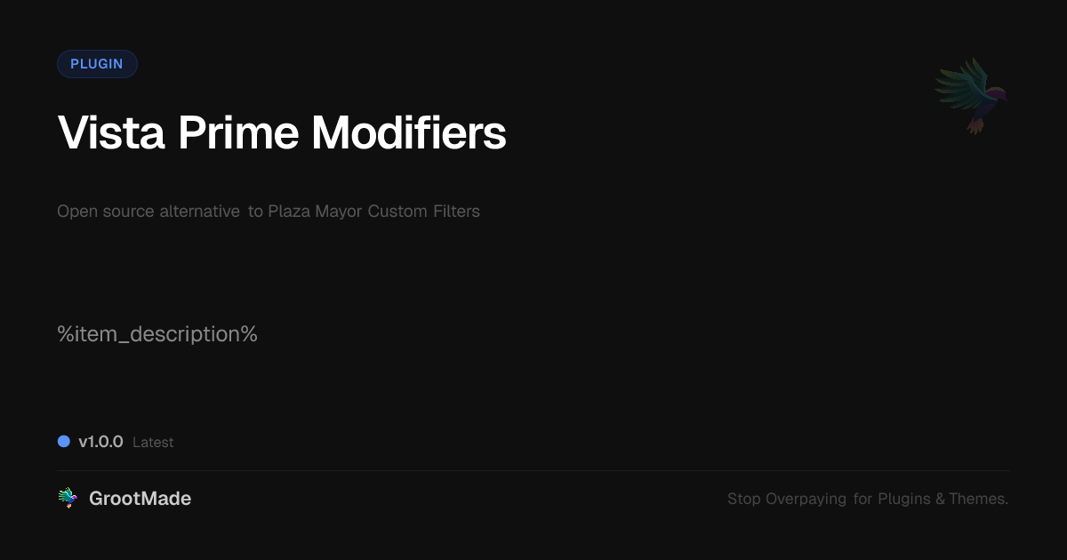 Preview of Vista Prime Modifiers
