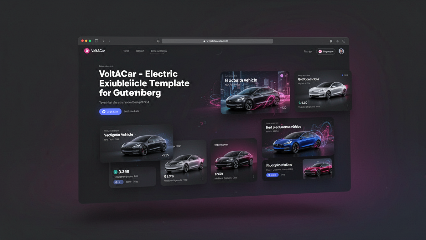Preview of VoltACar - Electric Vehicle Template for Gutenberg