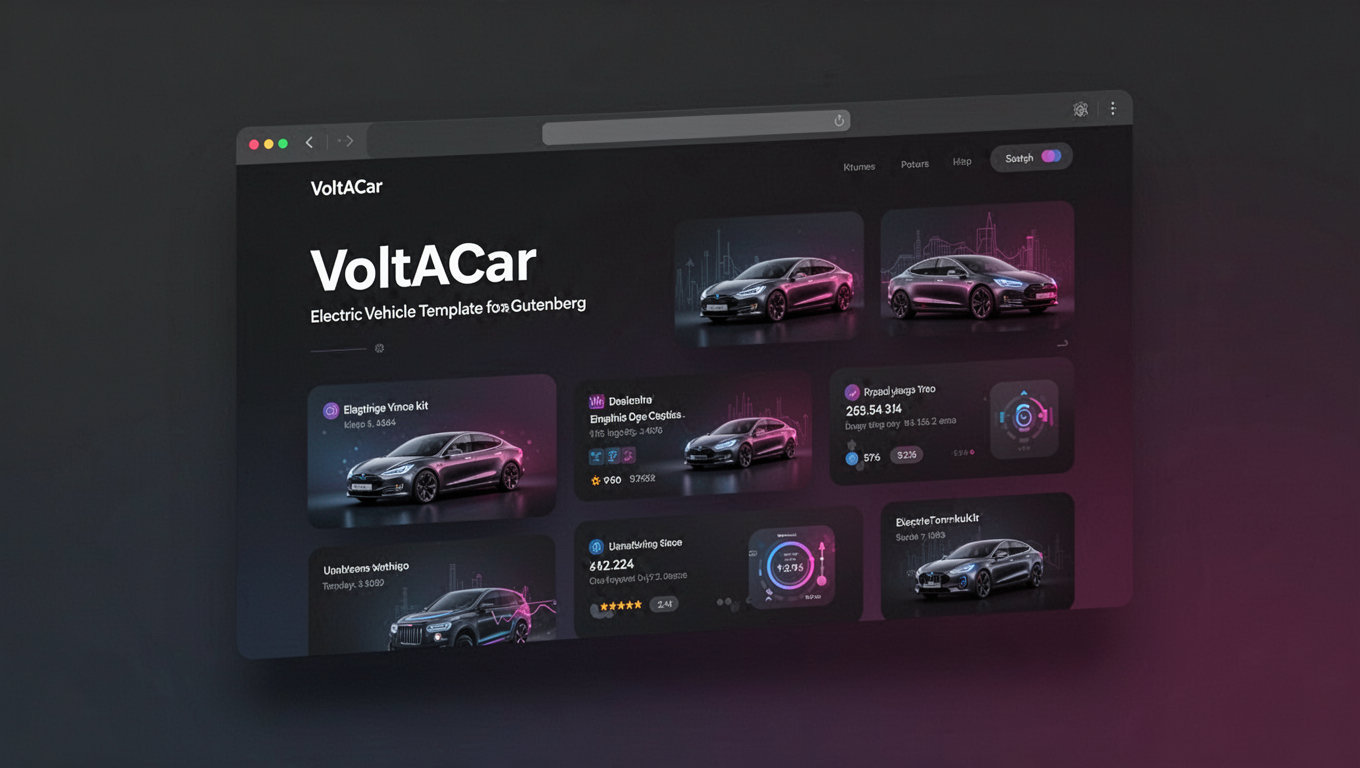 Preview of VoltACar - Electric Vehicle Template for Gutenberg