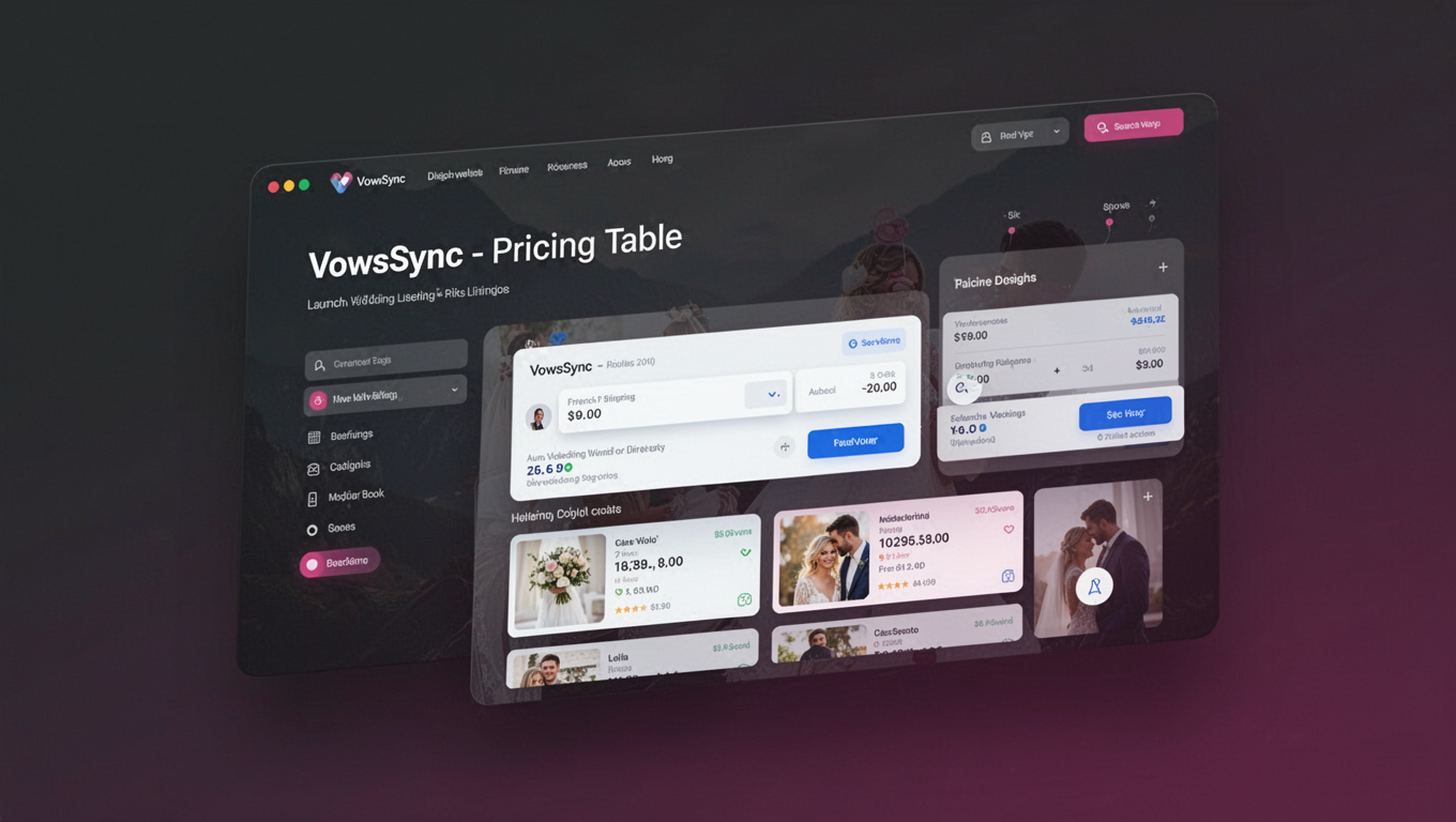 Preview of VowsSync - Pricing Table