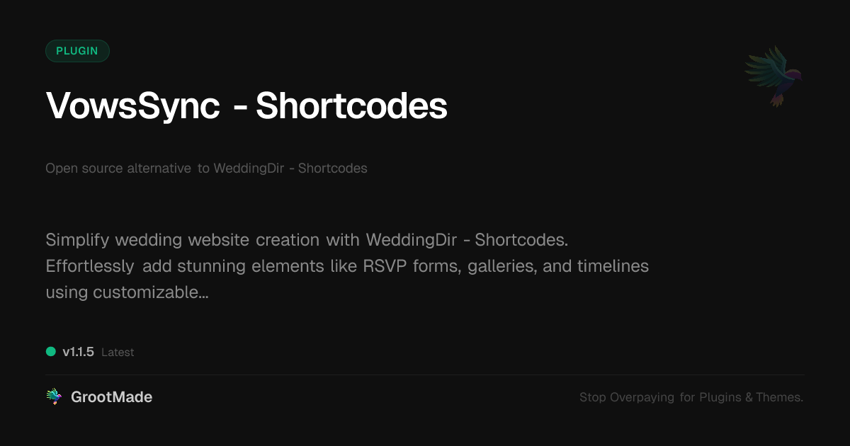 Preview of VowsSync - Shortcodes