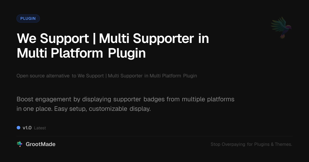 Preview of We Support | Multi Supporter in Multi Platform Plugin