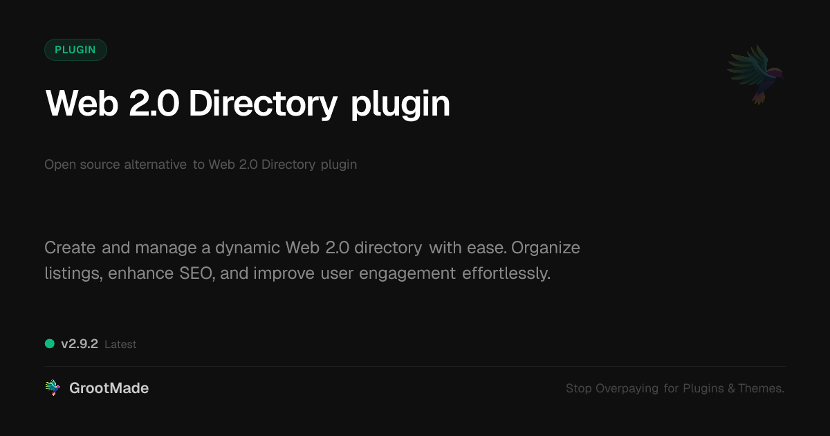 Preview of Web 2.0 Directory plugin