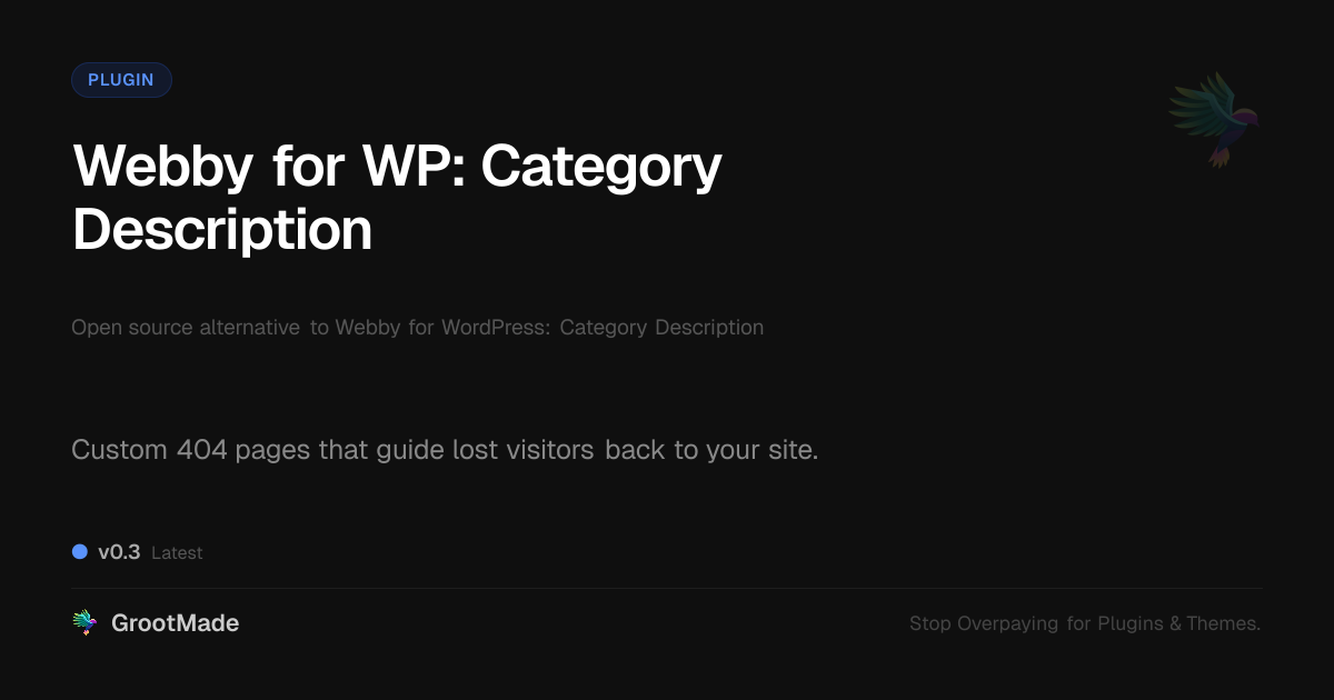 Preview of Webby for WP: Category Description